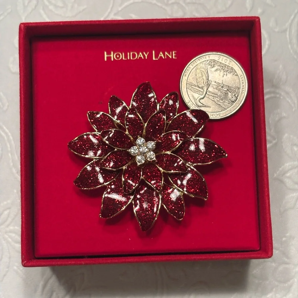 Holiday Lane by Macy’s Poinsettia Brooch - Picture 3 of 4